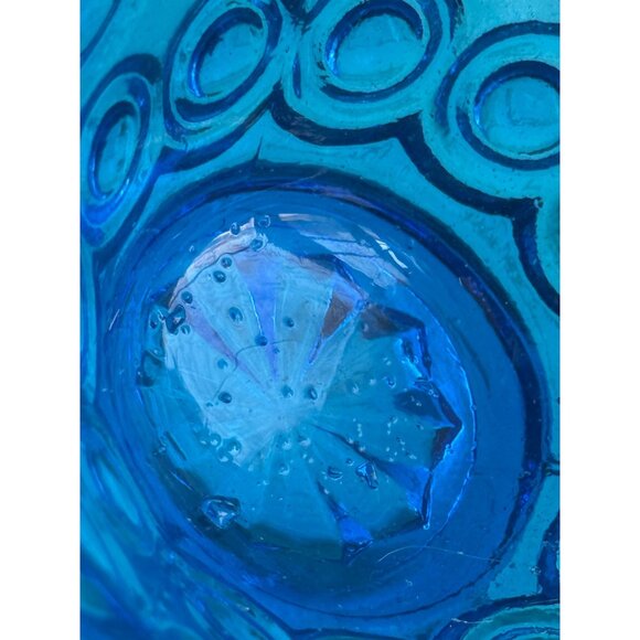 Vintage MCM Italy Art Glass Blue Swan Candy Dish Bulls Eye Pattern - Picture 7 of 15